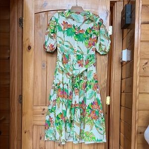 Flying tomato you know me so well poplin midi tropical Shirtdress